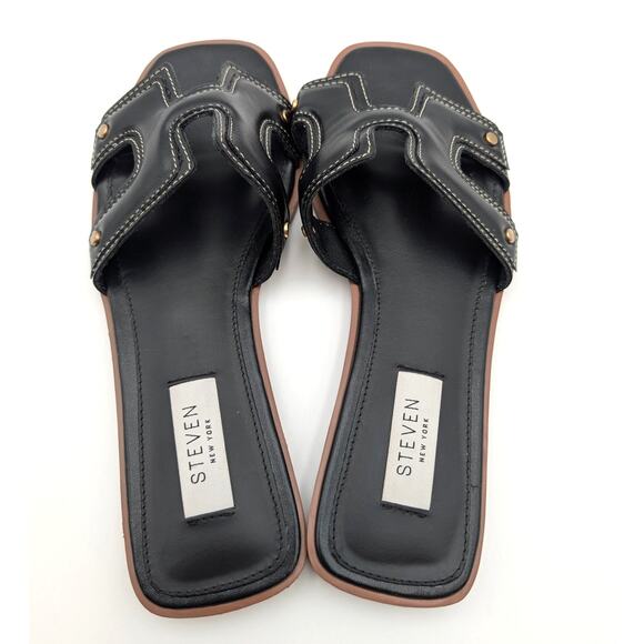 Steven New York Harlien Slide Sandal Open Toe Women's Black Size US6M EU36.5 - Picture 5 of 11